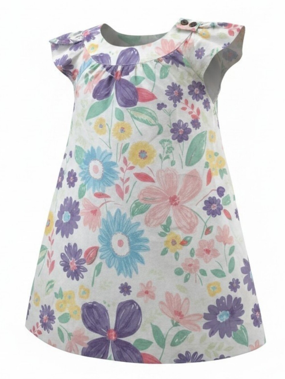 HANNA‎ ANDERSSON | Floral Cotton Cap Sleeve Dress Garden Spring | 3T 4T